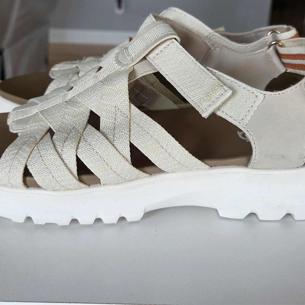 Ryka Blissful Strappy Sandals Size 8.5 Whitecap Beige Stretch Fabric lightweight - Picture 6 of 10